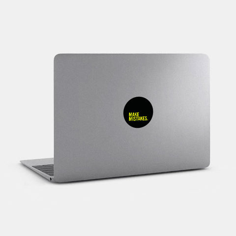 neon yellow "make mistakes" reusable macbook sticker tabtag