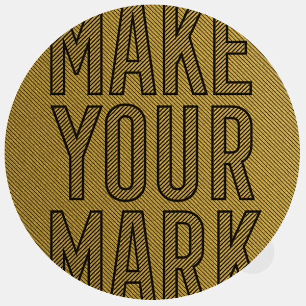 golden "MakeYourMark" reusable macbook sticker tabtag