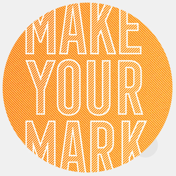 neon orange "MakeYourMark" reusable macbook sticker tabtag