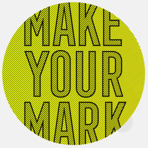 neon yellow "MakeYourMark" reusable macbook sticker tabtag