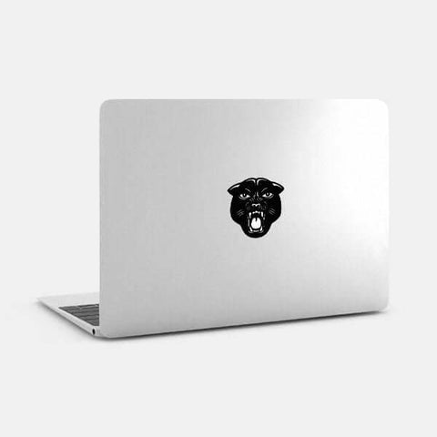 dark "Panther" reusable macbook sticker tabtag on a laptop