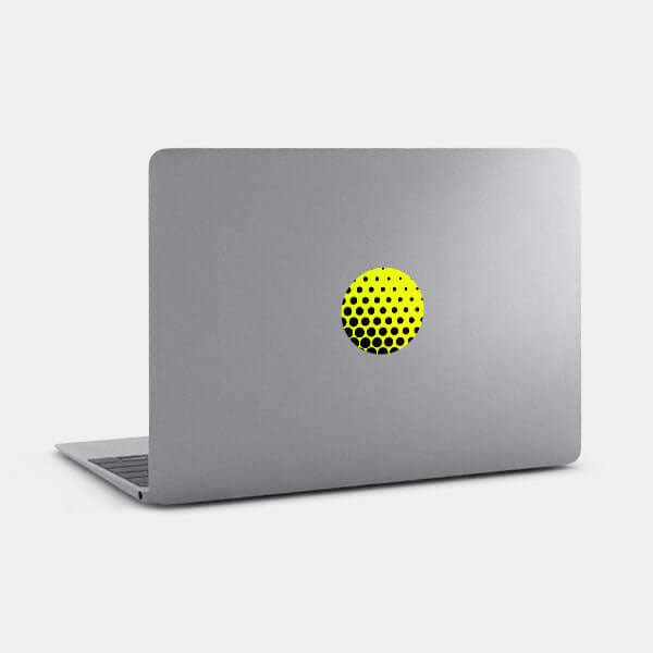 neon yellow dot pattern 1 reusable macbook sticker tabtag on a laptop