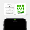 neon green "dot pattern 2" reusable privacy sticker CamTag on phone