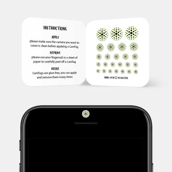 camera blocker for smartphone front lens — luminescent day Dot Pattern 3 CamTag 