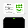 neon green "PatternDots3" reusable privacy sticker CamTag on phone