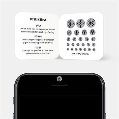 spacegray "dot pattern 3" reusable privacy sticker CamTag on phone