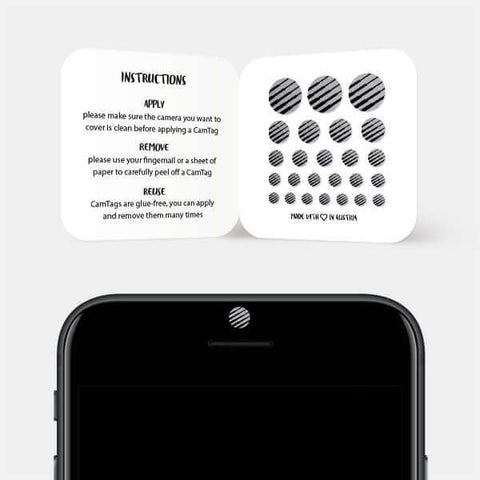 spacegray "PatternLines1" reusable privacy sticker CamTag on phone