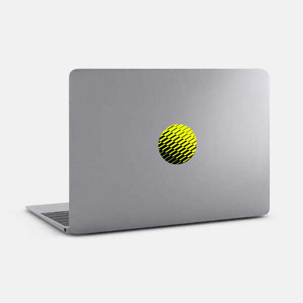 neon yellow line pattern 2 reusable macbook sticker tabtag on a laptop