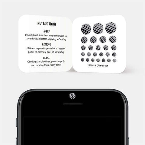 spacegray "PatternLines2" reusable privacy sticker CamTag on phone