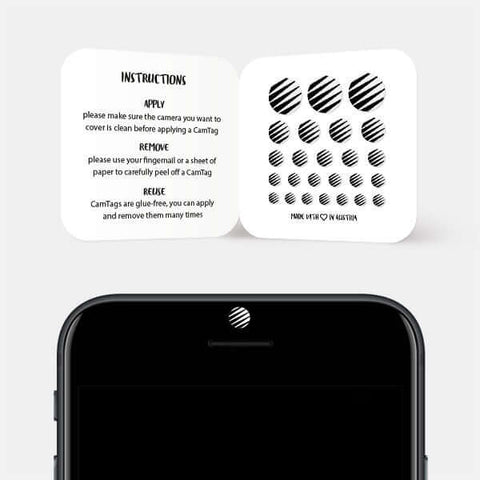 white "line pattern 4" reusable privacy sticker CamTag on phone
