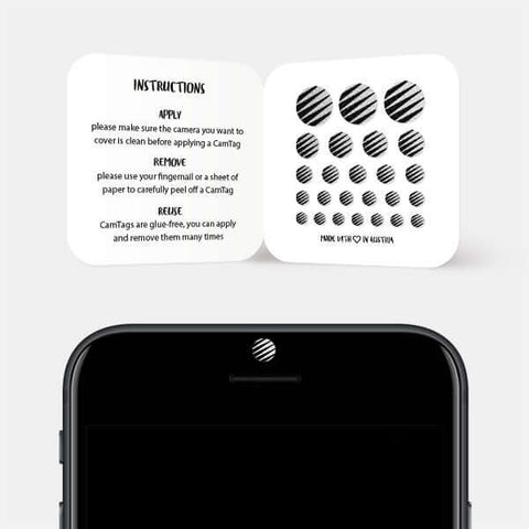 silver "line pattern 4" reusable privacy sticker CamTag on phone