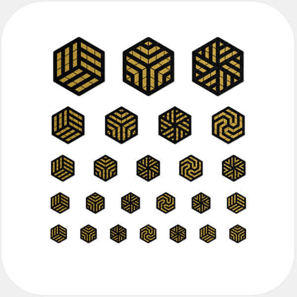 webcam privacy sticker sheet with 25 reusable multi-size covers for phones laptops tablets and desktop computers – golden Hexagon Set CamTag