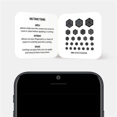 spacegray "hexagon set" reusable privacy sticker CamTag sets on phone