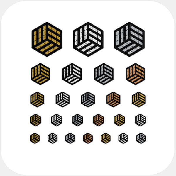 camera privacy sticker set for multiple devices with 5 sizes – golden silver spacegray copper Hexagon Set 1 CamTag