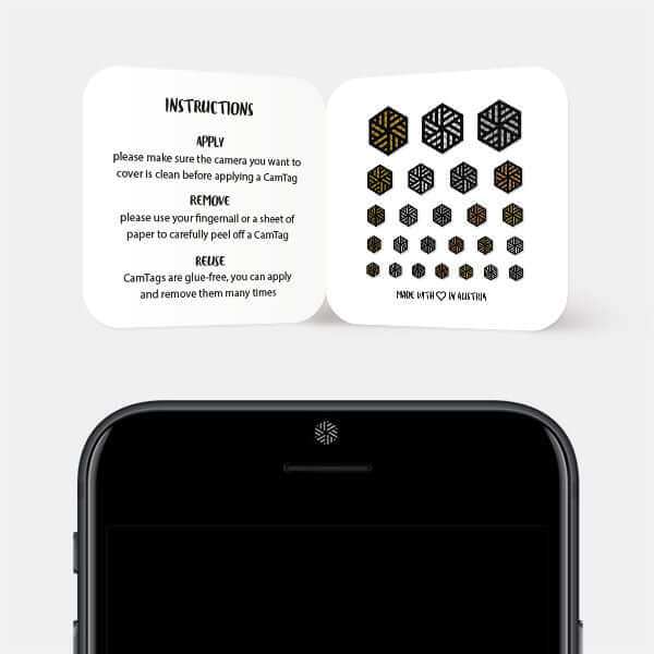 geometric variation set 3 for smartphone front lens cover — golden silver spacegray copper Hexagon Set 3 CamTag 