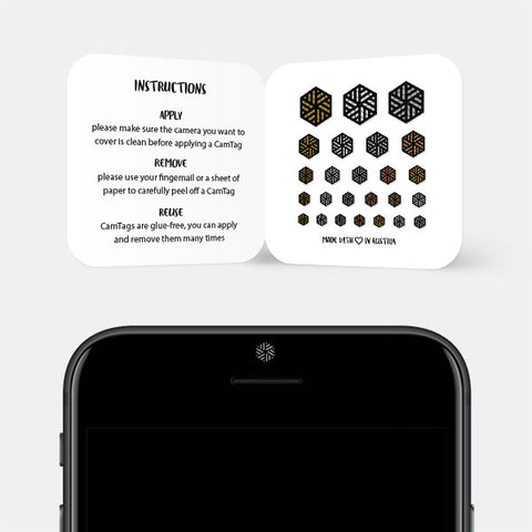golden silver spacegray copper "hexagon set 3" reusable privacy sticker CamTag sets on phone