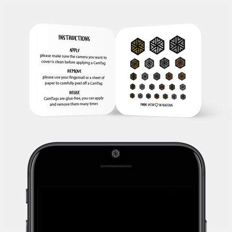 golden silver spacegray copper "hexagon set 5" reusable privacy sticker CamTag sets on phone