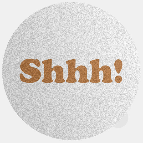 silver with copper "Shhh" reusable macbook sticker tabtag