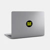 neon yellow "take your pleasure seriously" reusable macbook sticker tabtag on a mac