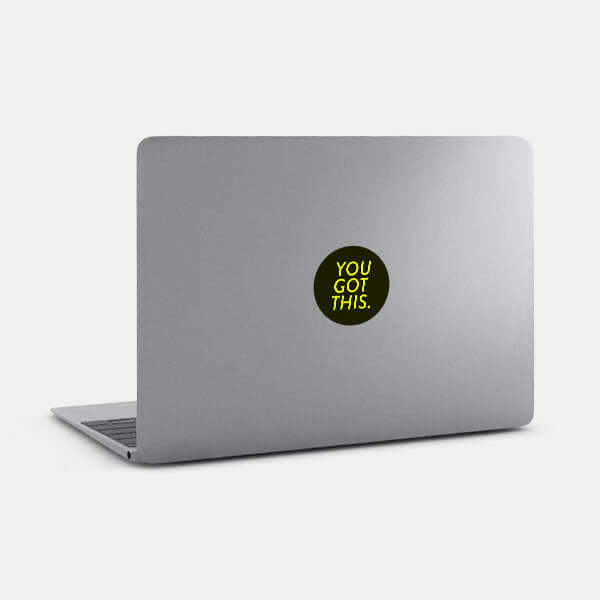 neon yellow You Got This reusable macbook sticker tabtag on a mac