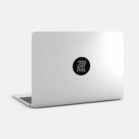 silver "YouGotThis" reusable macbook sticker tabtag on a mac