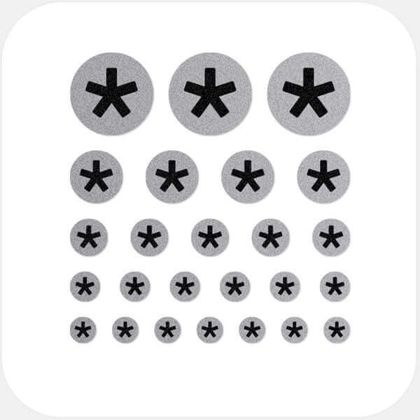 camera privacy sticker set with multi-size assortment for phones laptops tablets and desktop computers – spacegray Asterisk CamTag