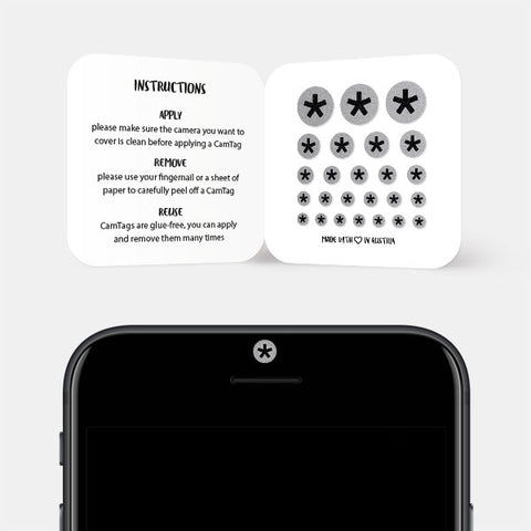 spacegray "asterisk" reusable privacy sticker CamTag on phone