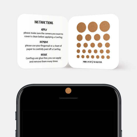 "copper" reusable privacy sticker CamTag on phone