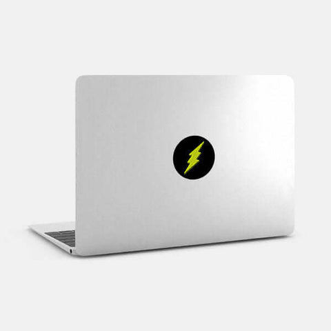 neon yellow "Flash" reusable macbook sticker tabtag on a laptop