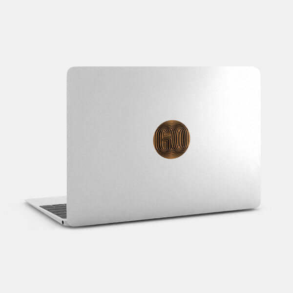 copper go reusable macbook sticker tabtag on a laptop