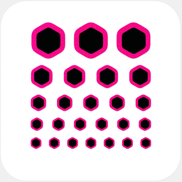 Neon Pink Hexagon Reusable Webcam Cover set with multiple sizes for phones laptops tablets and desktops | CamTag