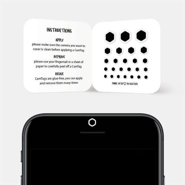geometric hexagon camera privacy sticker for smartphone front lens — black Hexagon CamTag