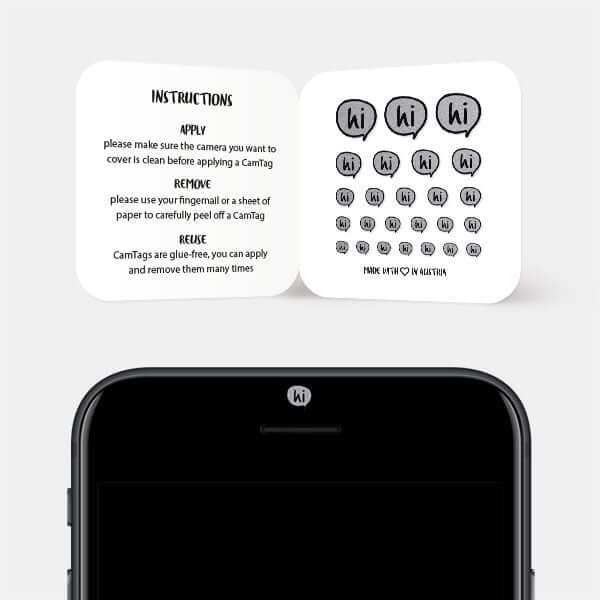 simple greeting camera blocker for smartphone selfie lens — spacegray Hi CamTag