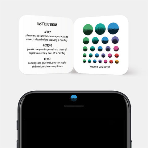 colorful "landscape Set" reusable privacy sticker CamTag on phone