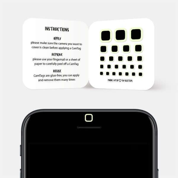 Luminescent Day Square Reusable Webcam Cover blocking smartphone front camera privacy | CamTag