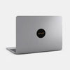 copper "merde" reusable macbook sticker tabtag on a mac