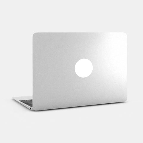 glossy white "monochrome" reusable macbook sticker tabtag on a laptop