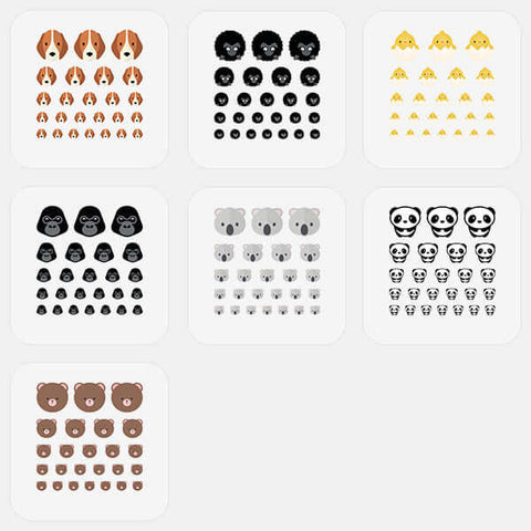 stacked "animals pack" reusable privacy sticker set CamTag