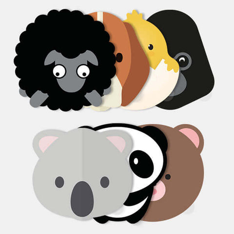 stacked "animals pack" reusable macbook sticker tabtag