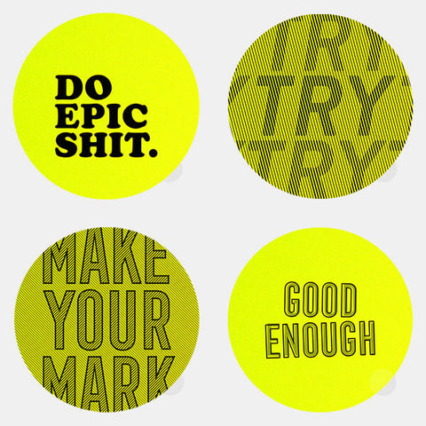 neon yellow "inspirational pack" reusable macbook sticker tabtag
