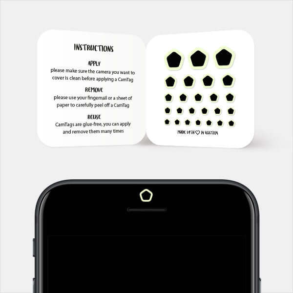 geometric camera privacy cover for smartphone selfie lens — luminescent day Pentagon CamTag