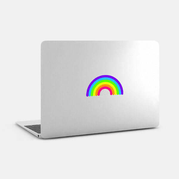 neon rainbow reusable macbook sticker tabtag on a mac