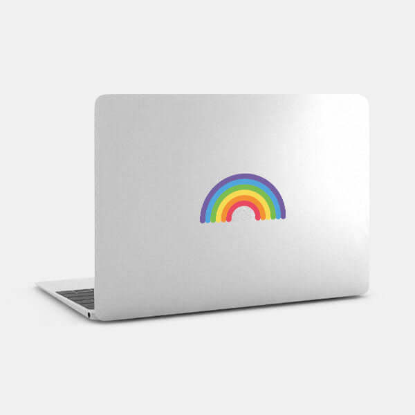 multicolor "rainbow" reusable macbook sticker tabtag on a mac
