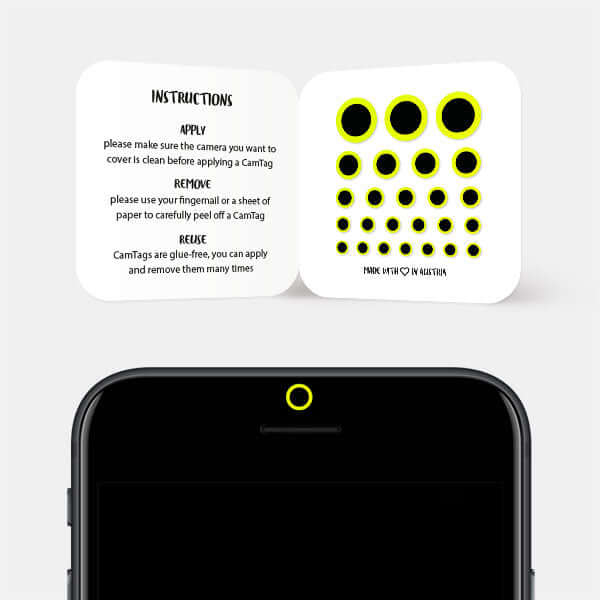 camera cover for smartphone selfie lens — neon yellow Ring CamTag