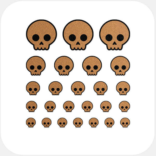 reusable camera blocker sticker set with 25 pieces in multiple sizes for phones laptops tablets and desktops – copper Skull CamTag