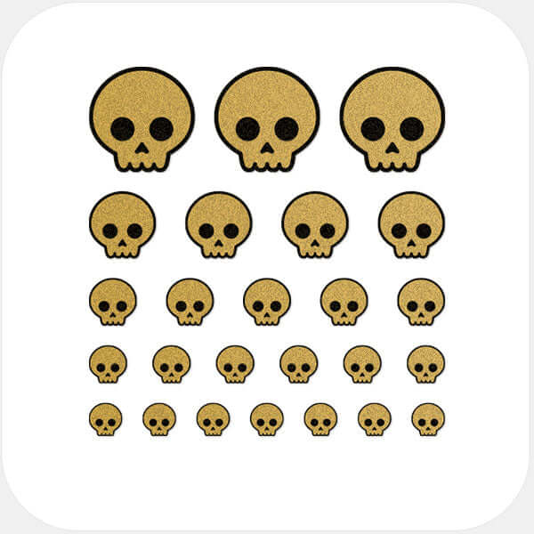 reusable camera blocker sticker set with 25 pieces in multiple sizes for phones laptops tablets and desktops – golden Skull CamTag