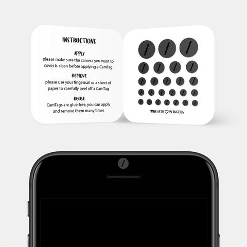 spaceblack "slash" reusable privacy sticker CamTag on phone