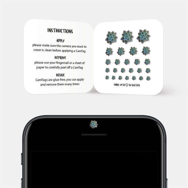 plant themed camera cover for smartphone front camera — gray Succulent CamTag