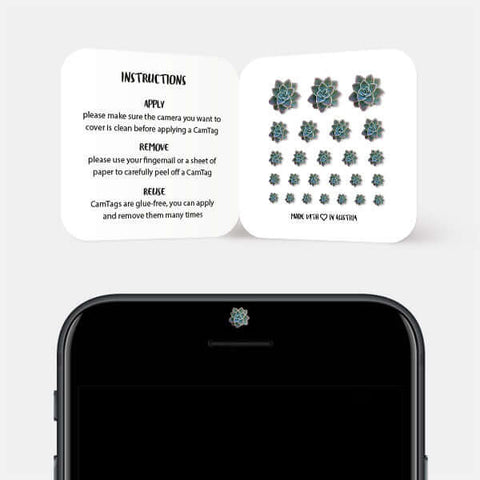 plant themed camera cover for smartphone front camera — gray Succulent CamTag