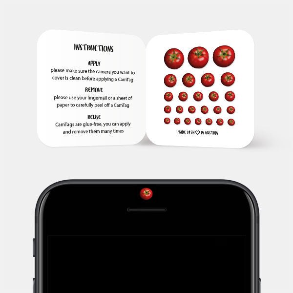 vegetable themed privacy sticker for smartphone selfie camera — Tomato CamTag